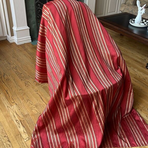 Waverly Home Luxury Gold Red Stripe Shower Curtain 70's - Picture 9 of 9